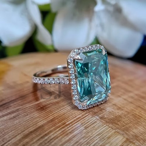RARE 13.40 Ct Radiant Cut Certified Treated Blue Diamond Ring-Great Shine - Picture 4 of 8