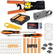 RJ45 Crimp Tool Kit Pass through Ethernet Crimper Kit for Cat5 Cat5E Cat6,Rj45 C