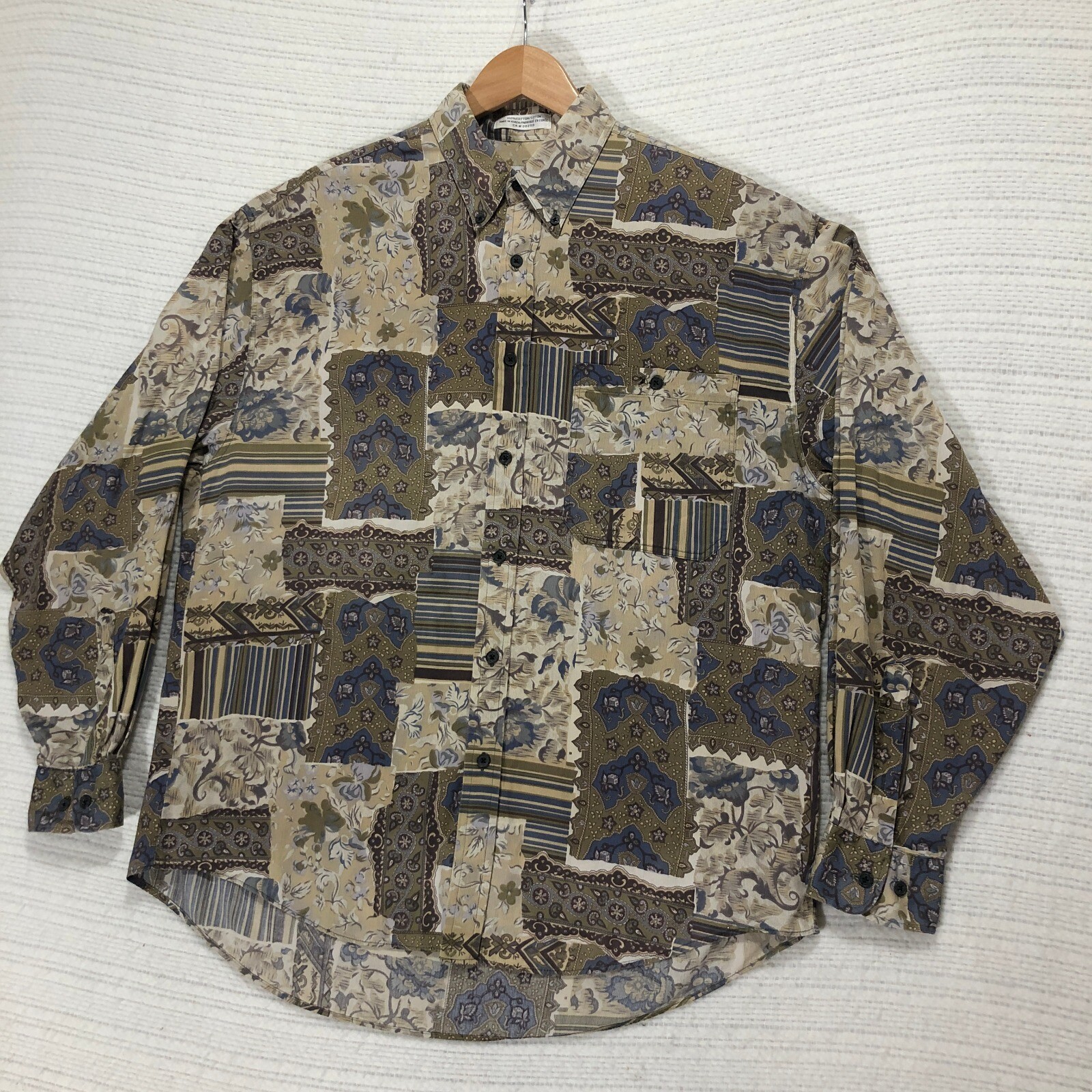 Guy Laroche Patchwork Button Up Long Sleeve Patte… - image 1