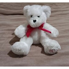 Anico International white 9" plush bear-Very Good Condition-Ships Same Day 