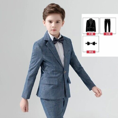 Boy Wedding Piano Performance Suit Blazer Jacket Pants Bowtie Formal Costume - Picture 16 of 19