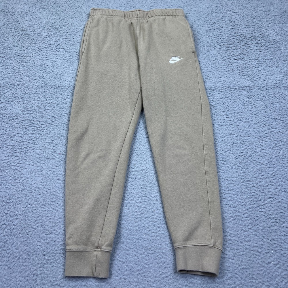 Nike Sportswear Club Fleece Men's Beige Joggers Small Swoosh BV2671