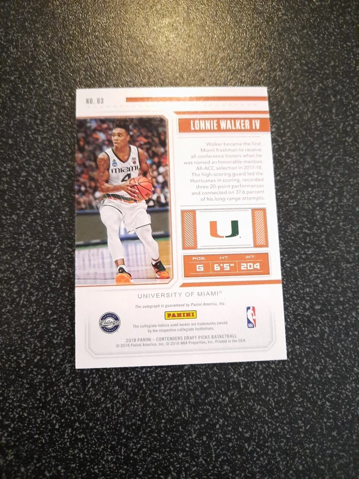 2018-19 Contenders Draft Picks College Ticket Lonnie Walker IV RC Rookie AUTO - Image 2 of 2