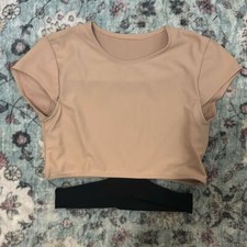 Five The Label Dance Crop Top, Beige/Black -Small