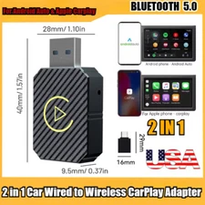 2 in 1 Car Wired to Wireless CarPlay Adapter For Android Auto & Apple Carplay