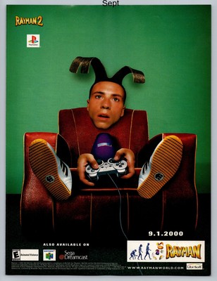 Rayman 2 Nintendo N64 Playstation PS1 Sega Game Promo 2000 Full Page Print Ad