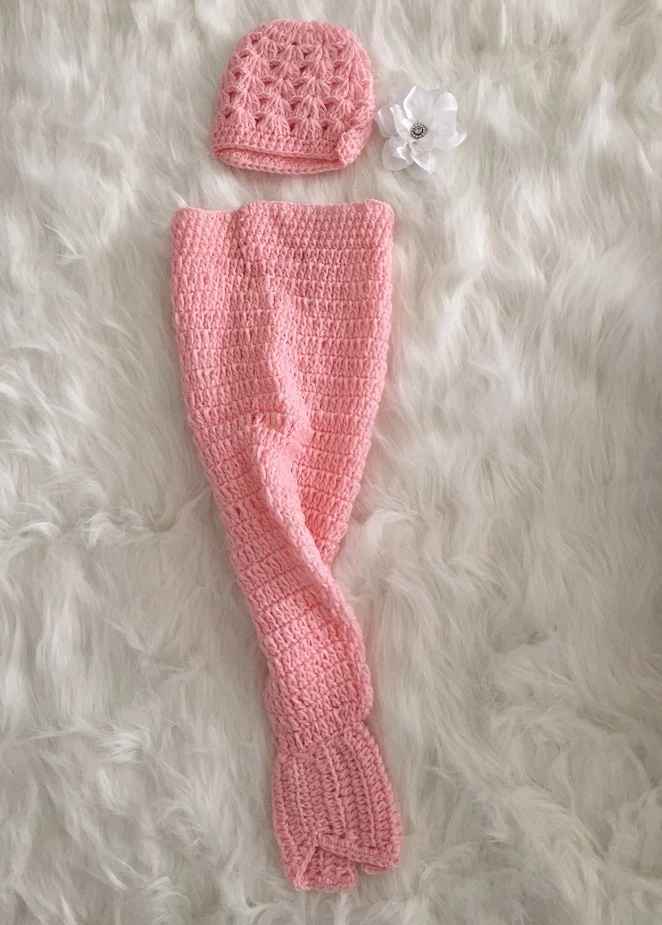 РУЧНОЙ РАБОТЫ Baby Girl розовый русалки и обруч для волос 2 изделия комплект крючком фото реквизит 0-3 м - Изображение 2 из 3