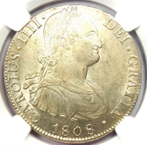 1808 Bolivia Charles IV 8 Reales Coin 8R - NGC Uncirculated Detail (UNC MS) - Picture 5 of 5