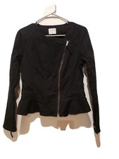 Elle Women's Denim Motorcycle Jacket Black Size M