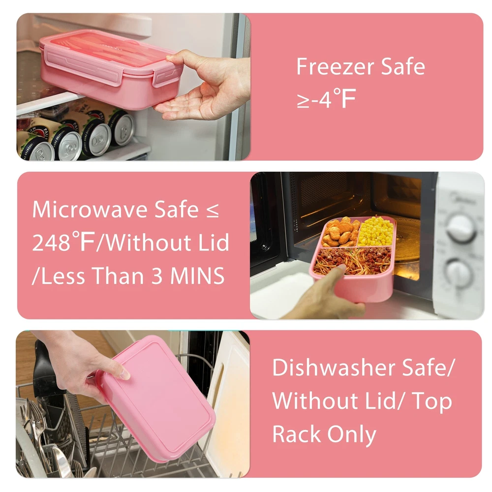 Classic 47 Oz Leakproof Bento Lunch Box for Adults and Older Kids with 3 Compartments