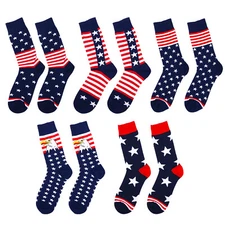5 Pairs Patriotic American Flag Socks 4th of July Stars&Stripes Socks Men Women