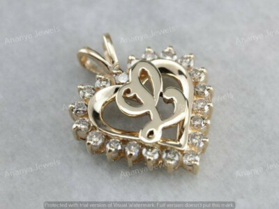 3/4 CT Moissanite Initial L Love Heart Pendant Necklace 14K Yellow Gold Plated