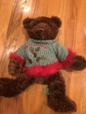 FIRST  MAIN TUCKER TEDDY BEAR WITH HAPPY HOLLYDAYS SWEATER
