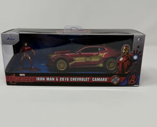 1/32 JADA IRON MAN & 2016 CHEVY CAMARO MARVEL AVENGERS NIB W/FIGURE LIMITED ED