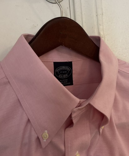 New Brooks Brothers Pink Non Iron Oxford Dress Shirt XL 17 X 32 33