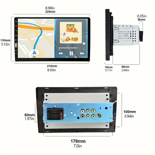 Digital Android Auto Music Console 9” Touch Panel AUX/USB/SD Inputs FM 12V - Picture 7 of 9