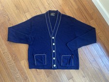 Orlon By Campus Vintage 60 s Blue Cardigan Sweater /Washable/ Sz. M