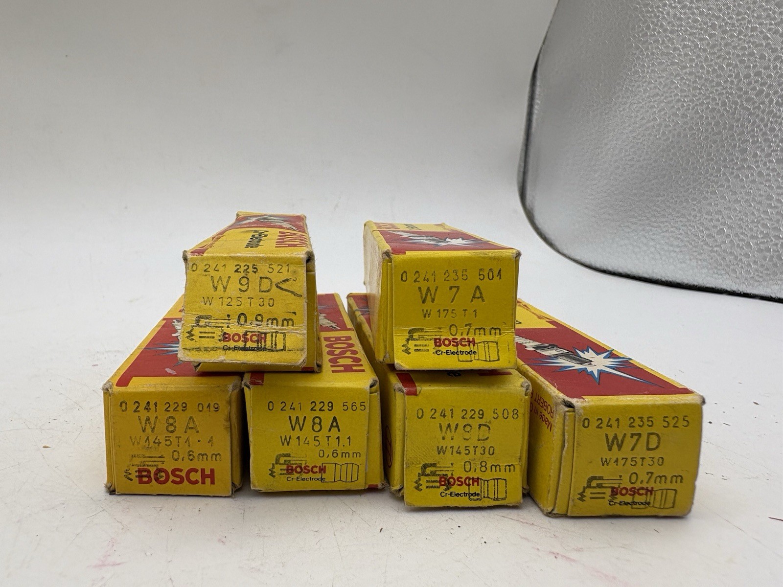 Lot of 7 Bosch NOS Spark Plugs W8A W9D W7D W7A Vintage Germany