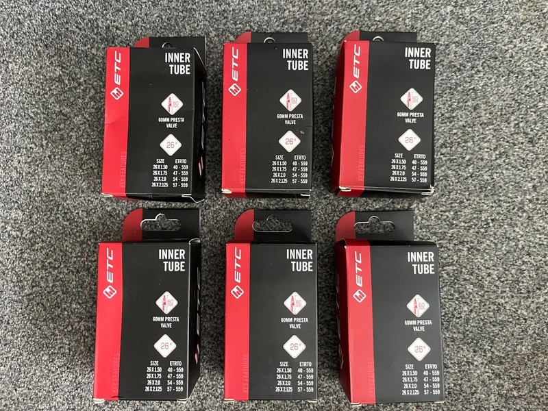 26" Tube x 6 Presta valve 60mm. Unused see details