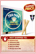200 Pack Pre Rolled Cones | Natural Slow-Burning Cones Rolling Paper | 108mm Kin