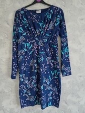 Mamalicious Maternity Nursing Dress Size L Large Navy Blue Floral Long Sleeve