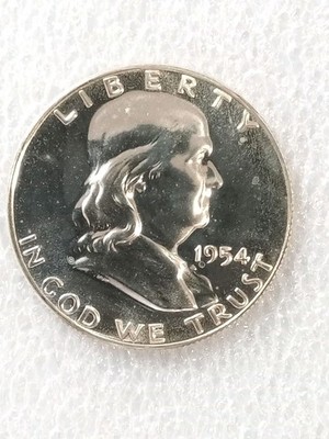 1954 PROOF 50c Franklin Half Dollar - 90% silver FULL BELL LINES! (01)