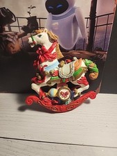 Vintage Rocking Horse Christmas Ornament With Bells, Drum  Presents All Around