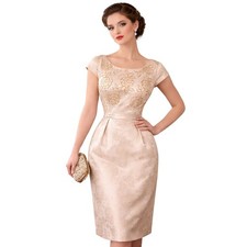 VTG 1950s Beige Damask Bombshell Cocktail Dress Glitter Bodice VLV Hourglass