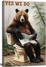 Bear Bathroom Wall Art Funny Bear Pictures Wall Decor Forest Animals Bathroom Wa