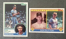 Don Sutton 'Vintage' Topps 1983 #145 & 146 Milwaukee Brewers 2 Card Lot