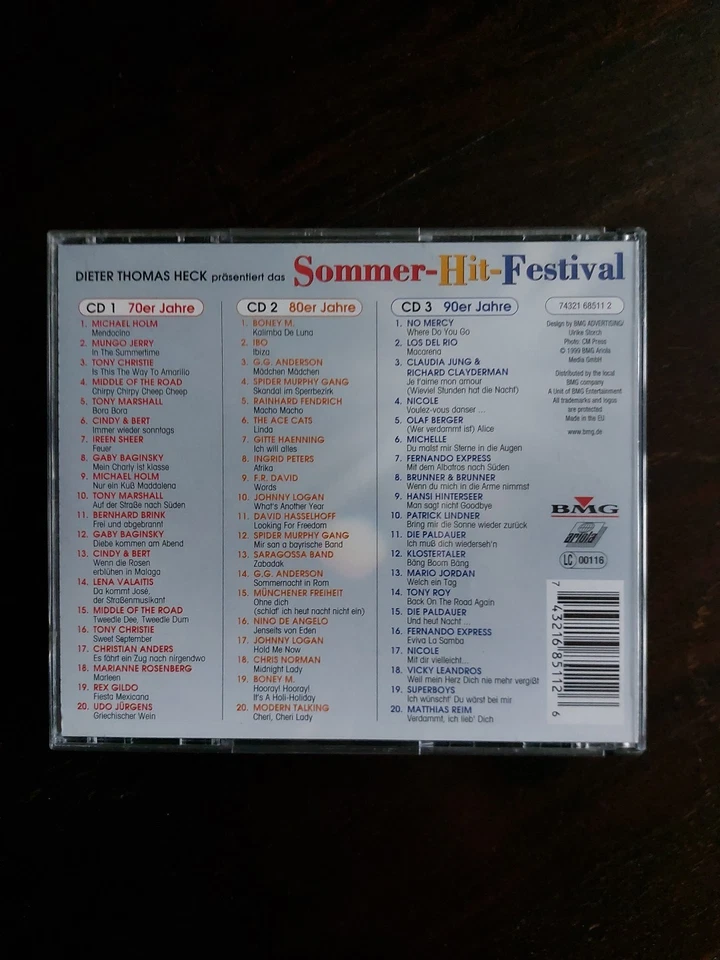 Sommer-Hit-Festival 70er, 80er, 90er Jahre, 3 CDs,  Präs. von Dieter Thomas Heck - Bild 2 von 4