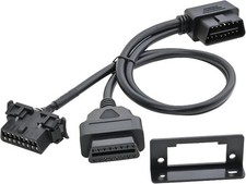 Right Angle Universal OBD2 OBD II Full 16 Pin Splitter Y Open Cable Extension Ad