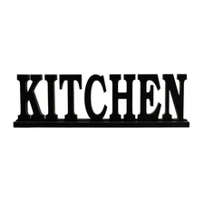 Wood Kitchen Sign Rustic Freestanding Cutout Letter Shelf Display Home Accent
