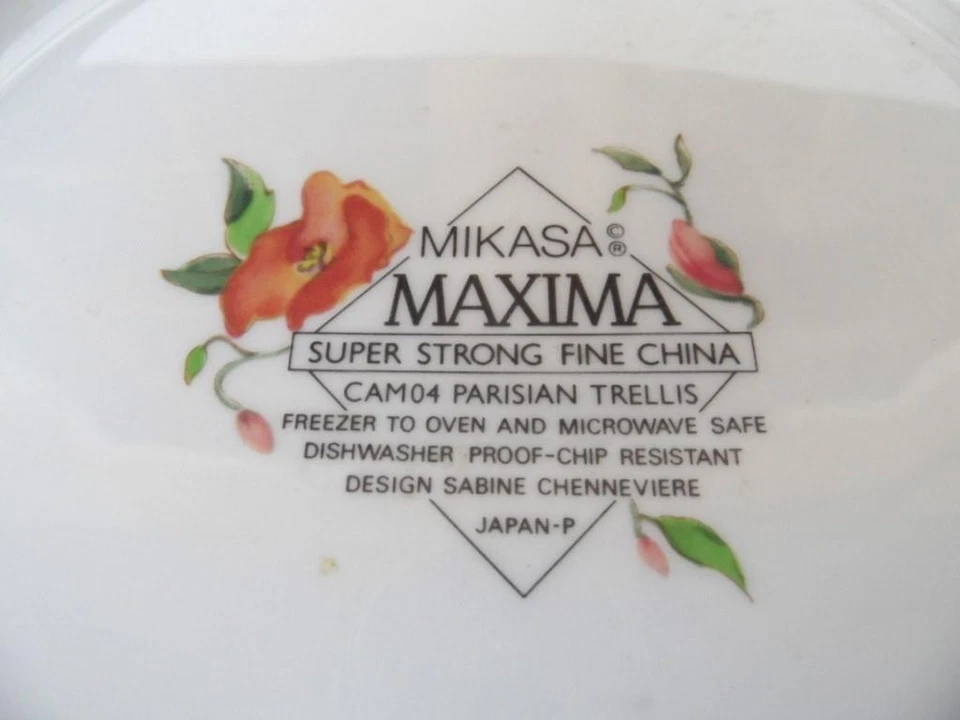 Vintage set x 4 Mikasa Japan Maxima Parisian Trellis Dinner Plates - image 3 of 3