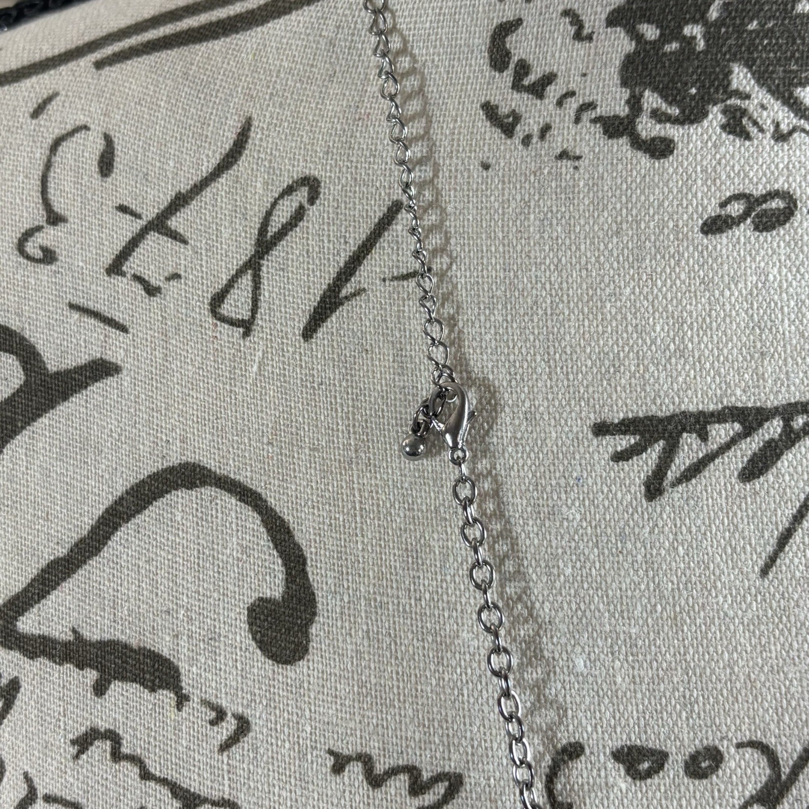 Necklace Scroll Silver Tone Rectangular Chain Pen… - image 3