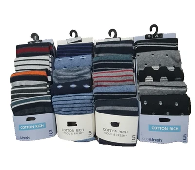 Ex M&S Men's cotton rich cool and fresh 5 pack socks