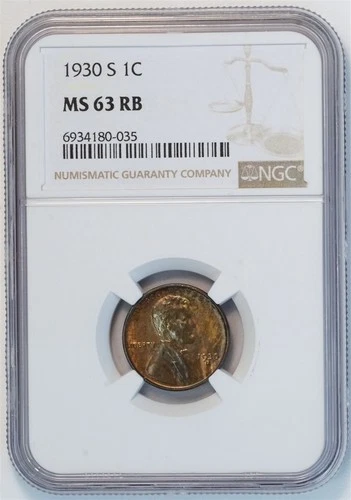 1930 S Lincoln Wheat Small Cent MS 63 RB NGC 1C