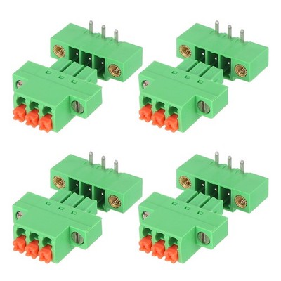 4 Set 0.15'' Pitch Spring PCB Wiring Terminals 3 Right Angle Pin for 26-16AWG