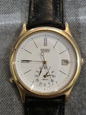 Seiko Vintage RARE Quartz Men's Watch Classic Analog Alarm White Dial Runs 