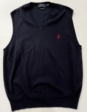 Polo Ralph Lauren Sweater Vest Men's L Pima Cotton Navy Blue Preppy Classic