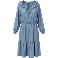 Lauren Ralph Lauren Light Wash Chambray Ruffle Tiered Lyocell Dress Blue Sz 14