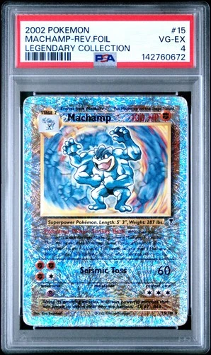 2002 POKEMON LEGENDARY COLLECTION #15 MACHAMP-REVERSE FOIL PSA 4