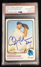 2022 Topps Heritage #725 SP Clayton Kershaw Signed Dodgers PSA 10 Auto
