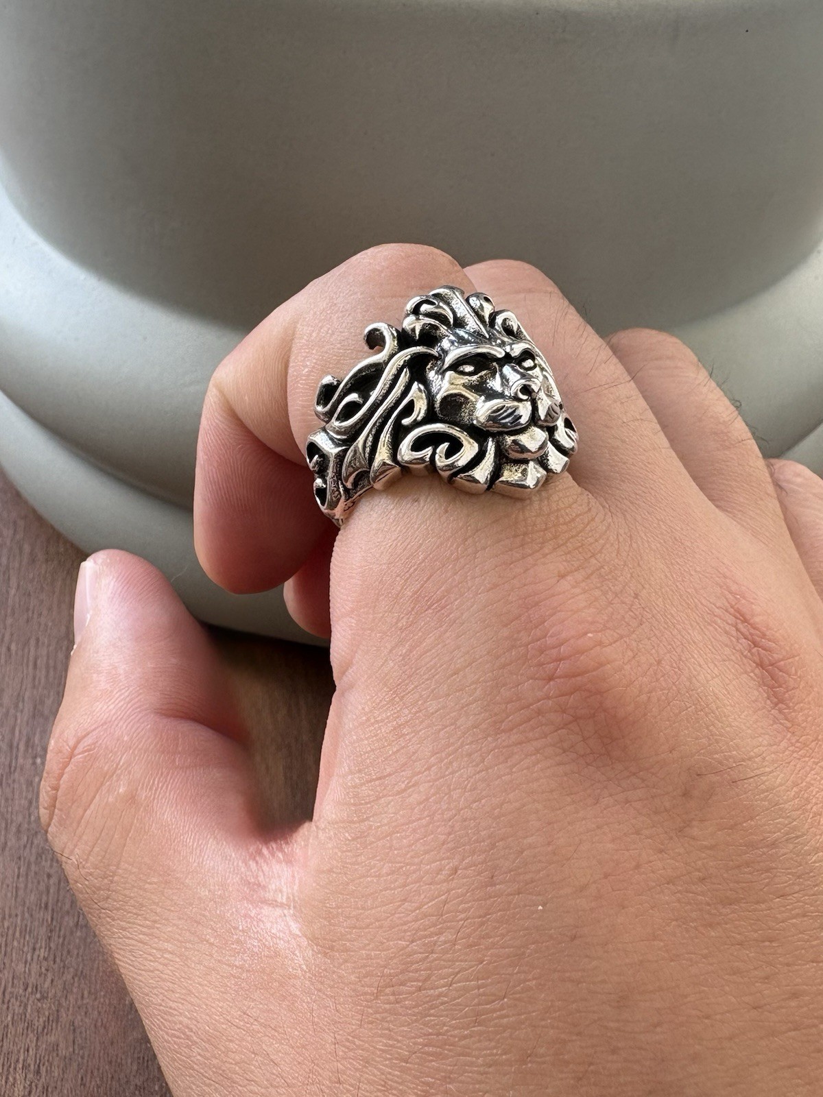 Chevalière lion en argent bague réglable style urbain chic