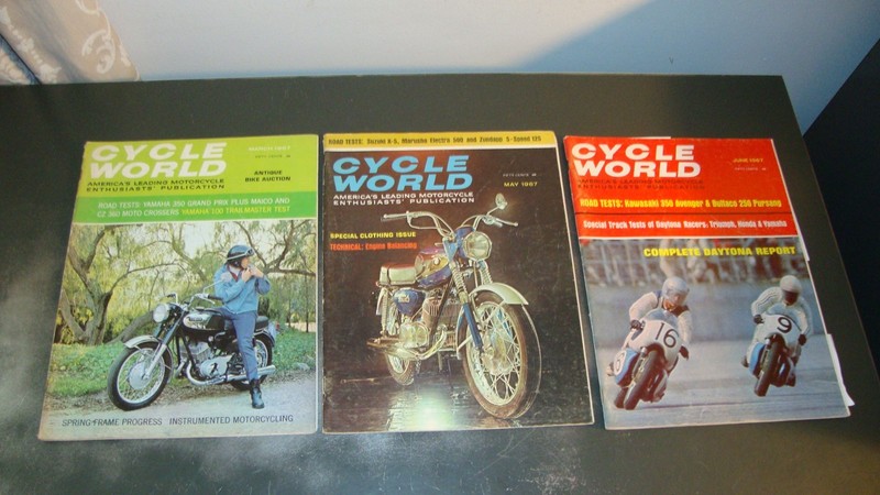 LOT OF 17 CYCLE WORLD MAGAZINES 1967 1968 1969