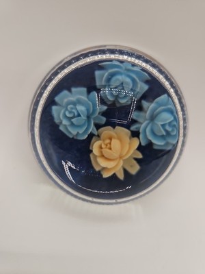 Paperweight, Glass Done with Crocheted Flower, Blue C1