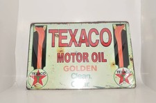 New  TEXACO MOTOR OIL Tin Sign Vintage Showa Retro Antique Metal Gasoline Car Au