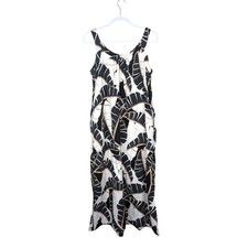 Chico's Maxi Dress 0 US 4/6 Small Tropical Leaf Print Gauzy Gauze Cotton Pockets
