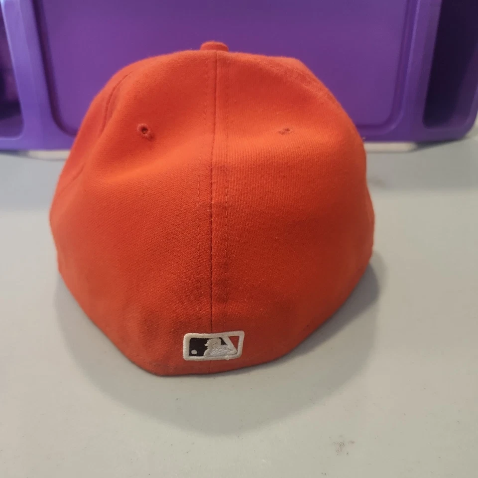 Chapéu de beisebol New Era 59Fifty FLORIDA MARLINS com adesivo tamanho 7 7/8 laranja - Imagem 4 de 4