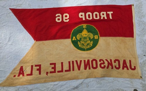 Boy scout flag Troop 96 Jacksonville Florida Vintage original Has Hole - Picture 9 of 9